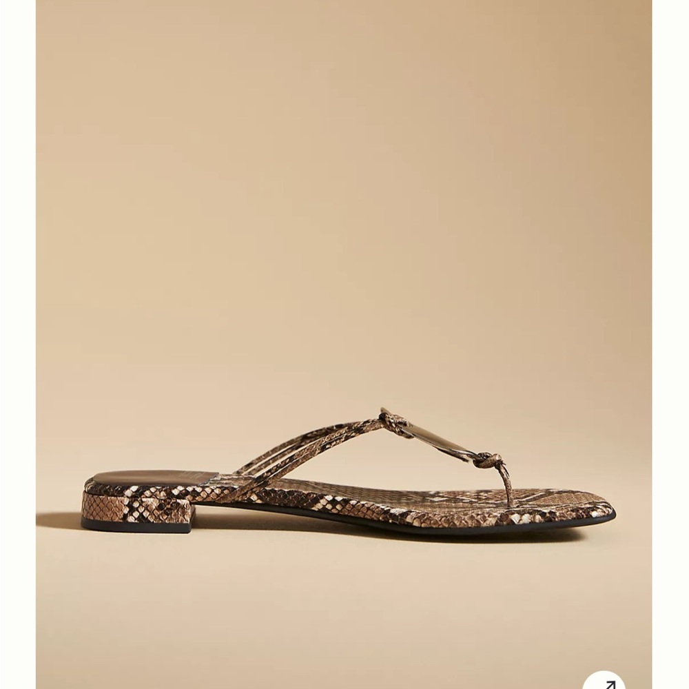 New Anthropologie Jeffrey Campbell Chance-it Sandal Snake Print Silver Disc SZ 9 - Picture 2 of 9